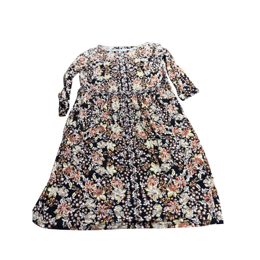 J Jill shirt Dress Women's M Floral 3/4‎ sleeve Casual Pockets Minimalist